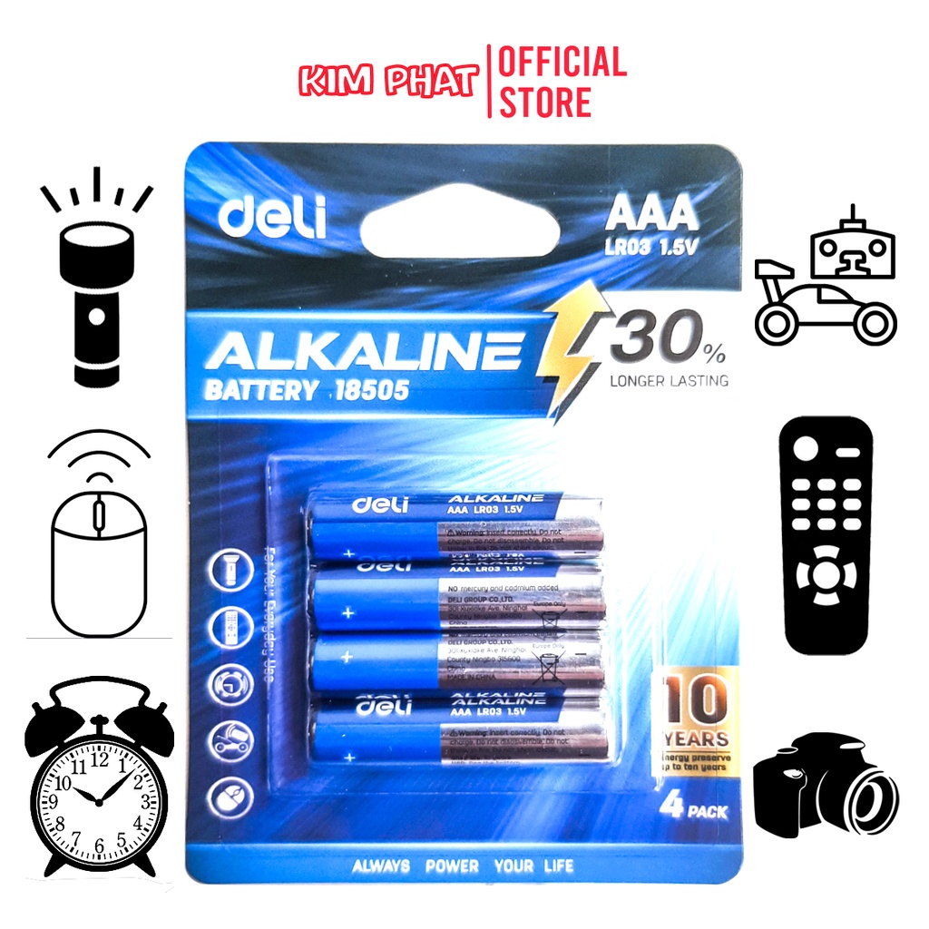 Pin Kiềm AAA 1,5V Alkaline Deli