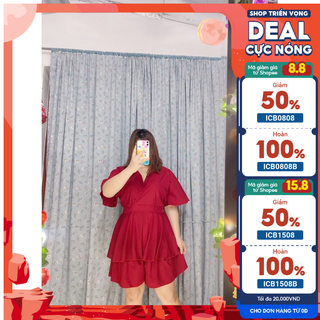[ Oanh Nguyễn BIGSIZE] Đồ bay Áo liền quần 2 tầng hoạ tiết hoa trẻ trung 65-80kg