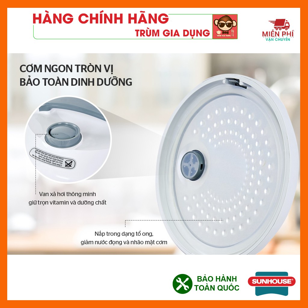 Nồi cơm điện Sunhouse SHD8062 1,8 lít, nồi cơm điện Sunhouse siêu bền, bảo hành toàn quốc 12 tháng.