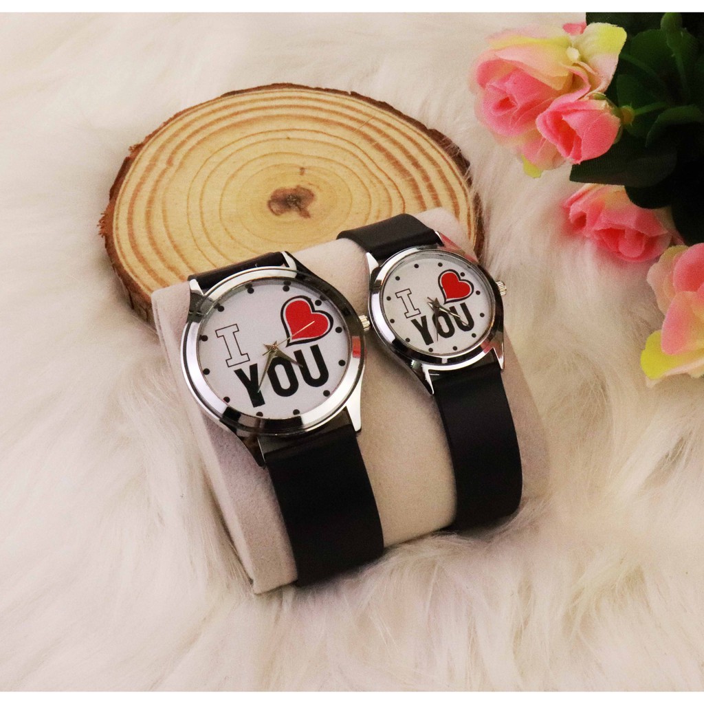 Đồng hồ cặp tình nhân nam nữ ILOVE YOU cực đẹp, dây cao su êm tay | BigBuy360 - bigbuy360.vn