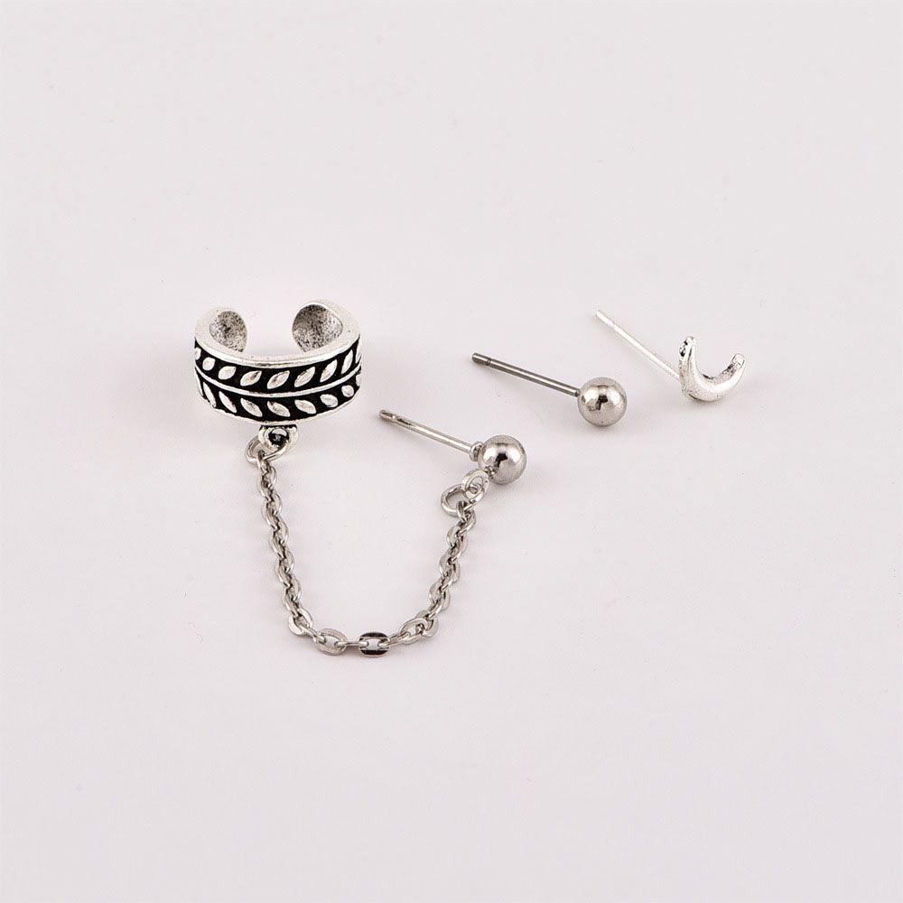 Bộ Bông Tai Xỏ Hình Mặt Trăng / Lá Cây Thời Trang Dành Cho Nữ