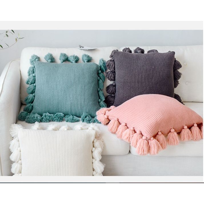 Gối len sofa tua rua handmade