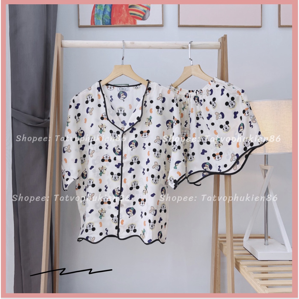 Bộ pijama lụa -cộc tay SALE Bộ mặc nhà nữ nhiều hình xinh xắn bigsize dễ thương mùa hè mặc nhà