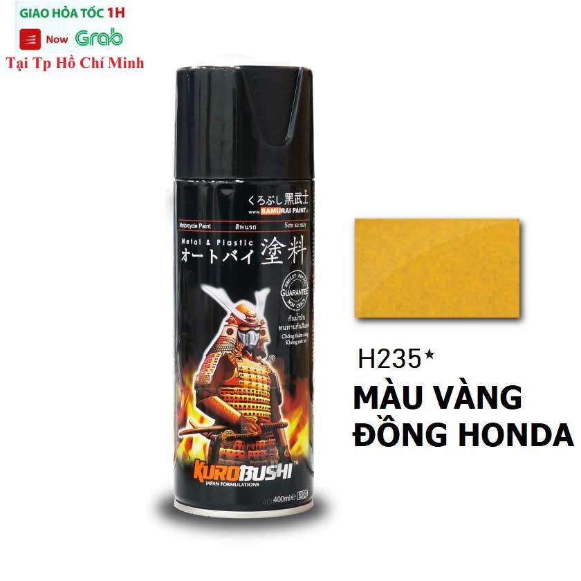 Sơn Xịt Samurai Màu Vàng Đồng Honda - Mã H235 Chai Xịt Sơn Chính Hãng Màu Vàng Đồng