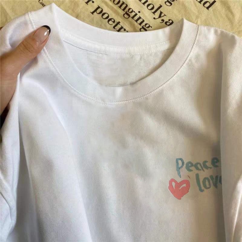 NRVP Áo thun 100% cotton tay ngắn cổ tròn thời trang mùa hè phong cách Hàn Quốc cho nữ