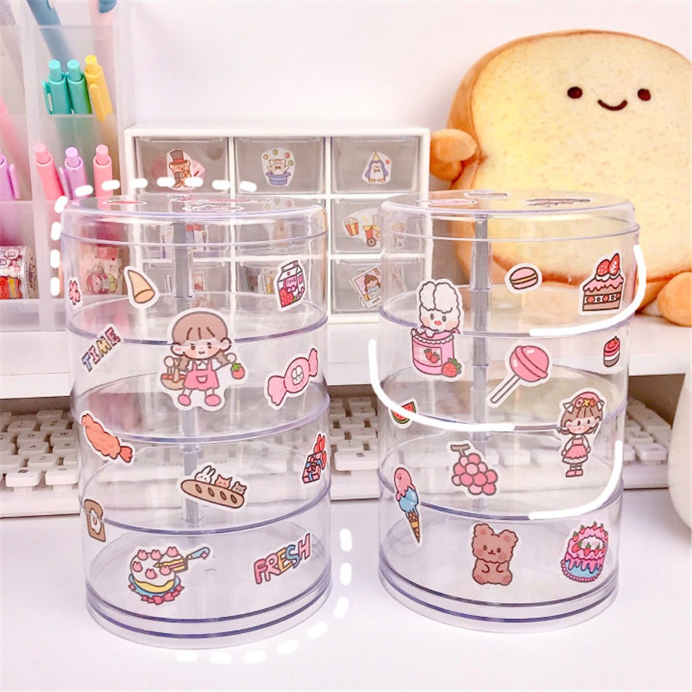 Hộp Đựng Mỹ Phẩm / Trang Sức Trong Suốt Nhiều Tầng Dạng Xoay Chống Bụi Để Bàn Tiện Lợi