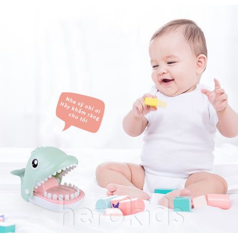 Đồ chơi cá sấu cắn tay, trò chơi khám răng cá sấu loại to, chất lượng cao cho bé