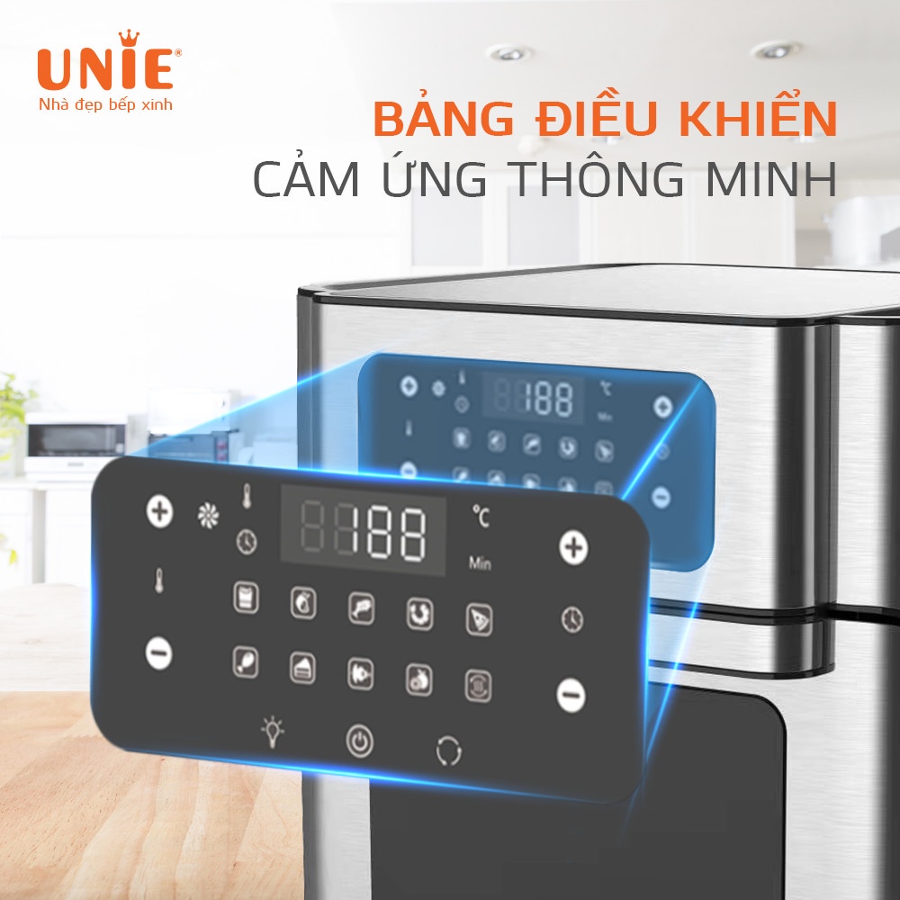 Nồi chiên không dầu Unie UE-1000 cao cấp, Lò nướng mini đa năng, Kiểu dáng sang trọng đẹp mắt, Bảo hành 12 tháng