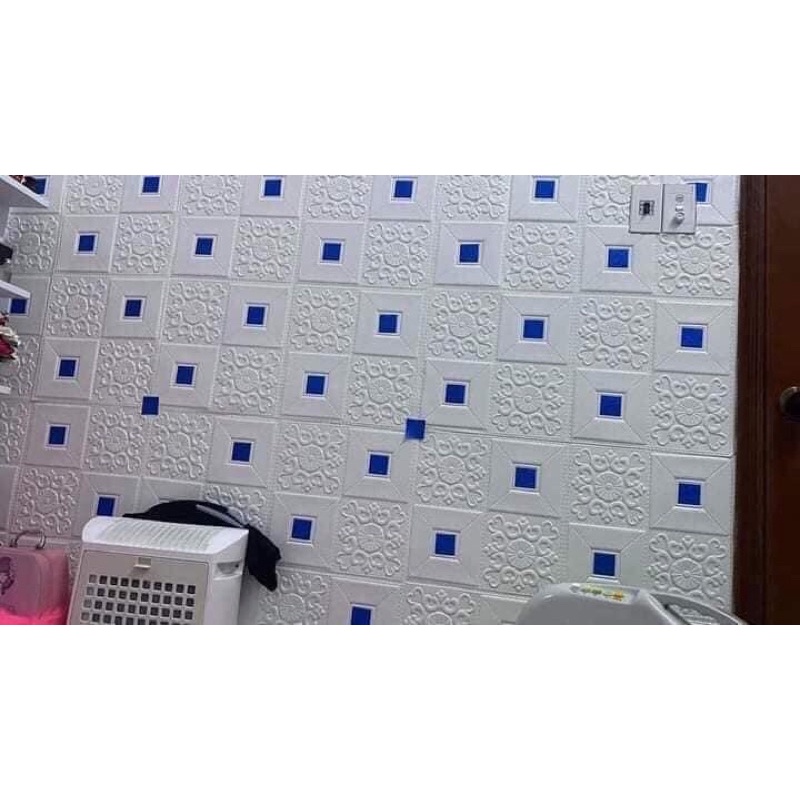 Xốp dán tường hoa văn giả da 70 x 70 cm 3  mm