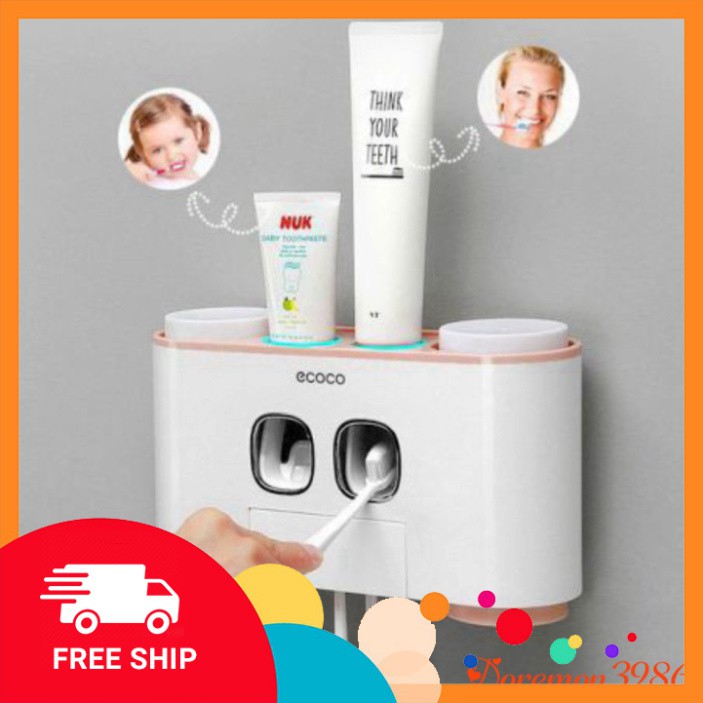 [FREE SHIP] 💥[RẺ VÔ ĐỊCH]💥Bộ Nhả Kem Đánh Răng ECOCO 2 Ngăn,4 Cốc,Thế Hệ Mới Cao Cấp💥SIÊU HOT💥