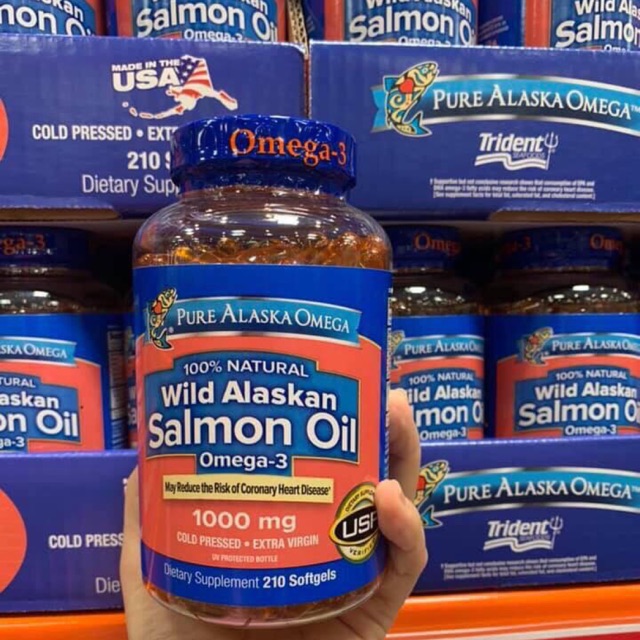 Viên dầu cá hồi Pure Alaska Salmon Oil Omega 3 1000 mg lọ 210 viên