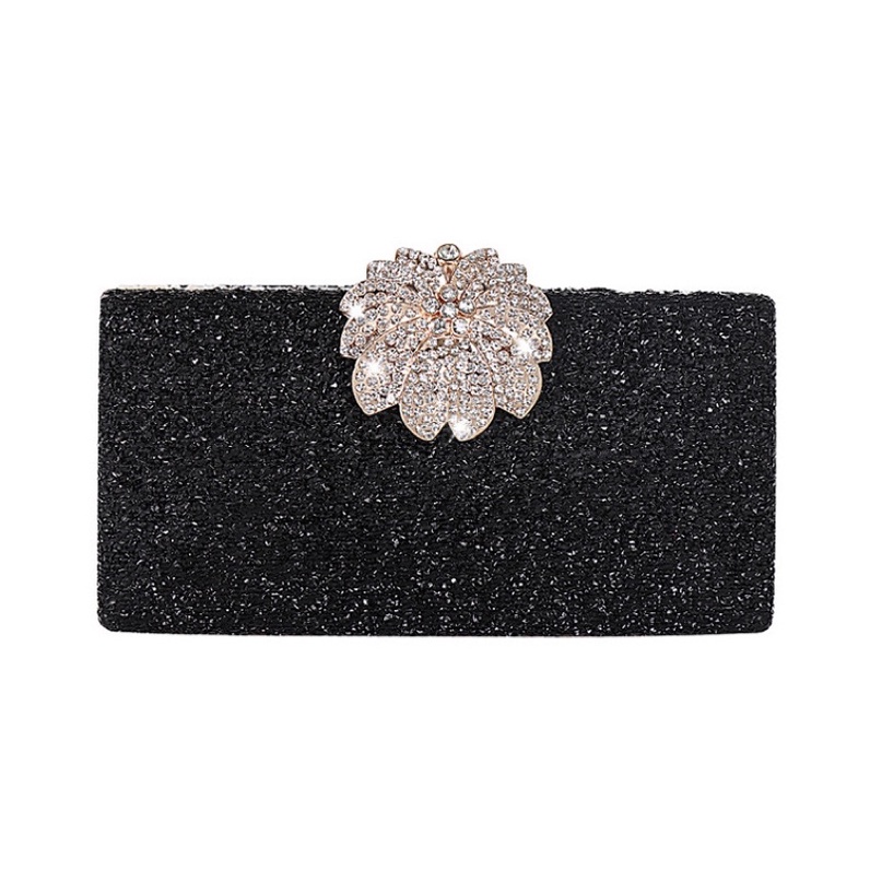 Ví dự tiệc nữ nhũ khoá hoa đính đá - túi clutch đi tiệc thanh lịch