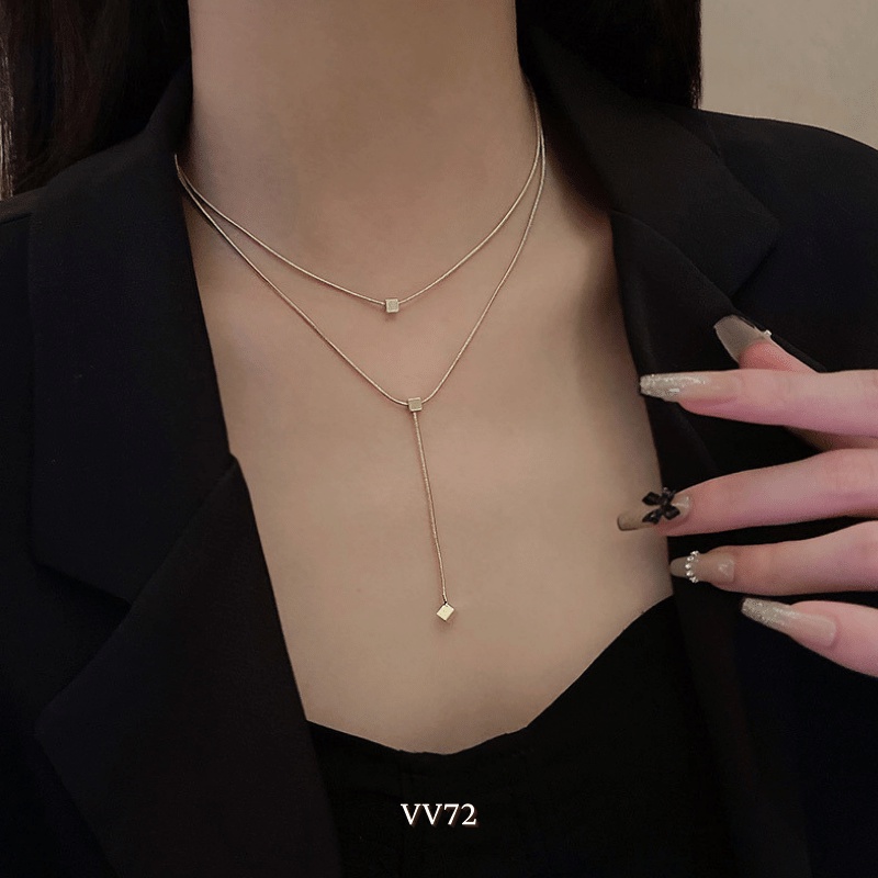 Dây chuyền titan không đen gỉ sợi đôi phong cách cá tính thời trang dành cho nữ VV72