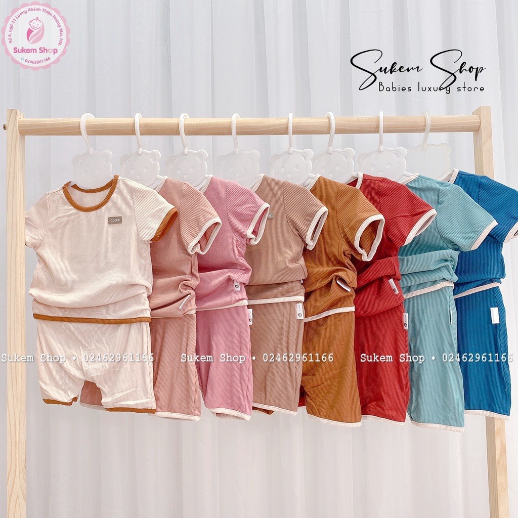 COOKIE - Bộ Cộc Tay Chui Đầu Phối Viền Chất Cotton Tăm Mềm Mại