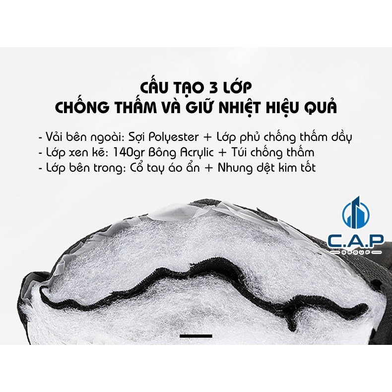 Găng tay mùa đông cho Nam nữ cao cấp tất tay Phao lót nỉ giữ ấm có cảm ứng vân tay chống rét chống lạnh - CN1V0