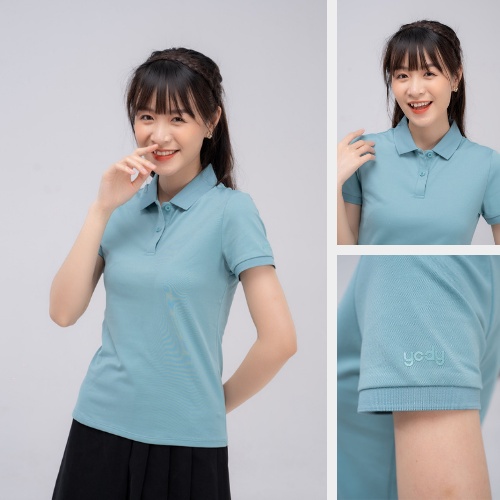 Áo Polo Nữ Yody Vải Mắt Chim, Áo Phông Thun Bo Tay Logo Chìm Cổ Bẻ Dễ Phối Đồ, Thoáng Khí, Thấm Hút APN5308