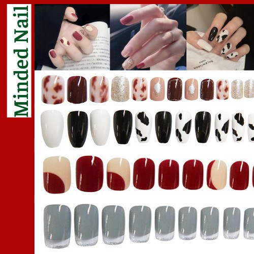 Nail- Bộ 24 móng tay giả đính đá họa tiết 3D trang trí nghệ thuật Dài ngắn theo mẫu R121- R130 ( combo 4 món quà tặng)