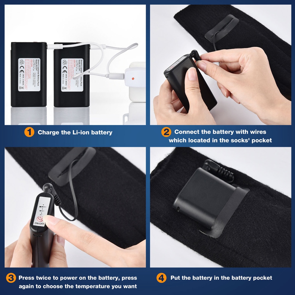 Vớ cotton tạo nhiệt sưởi ấm chạy điện dành cho nam và nữ trong mùa đông