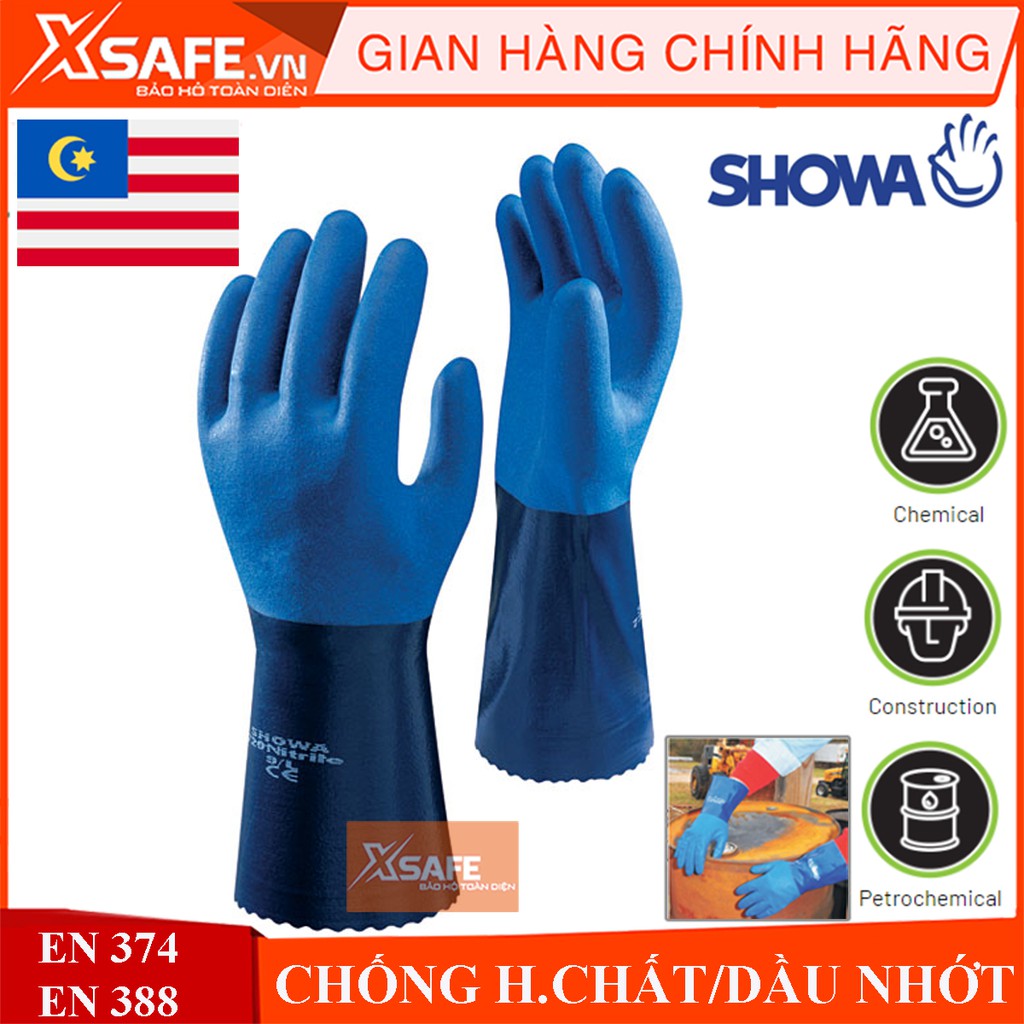 Găng tay chống hóa chất Showa 720 NBR chống dầu, axit, hóa chất, chống mòn tuyệt vời rất bền và linh hoạt