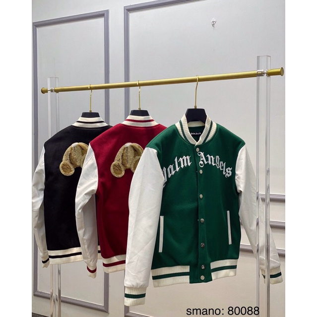 Áo khoác nỉ bomber gấu palm angels mùa thu đông, mặc nam nữ, đơn đôi nhóm, ảnh thật