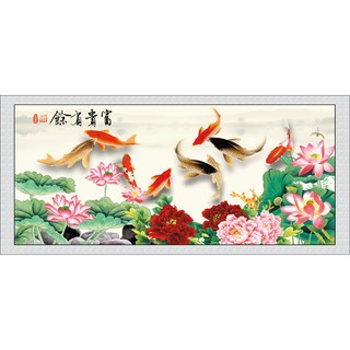 Tranh dán tường VTC Cửu ngư quần hội LunaTM-0039 kim sa