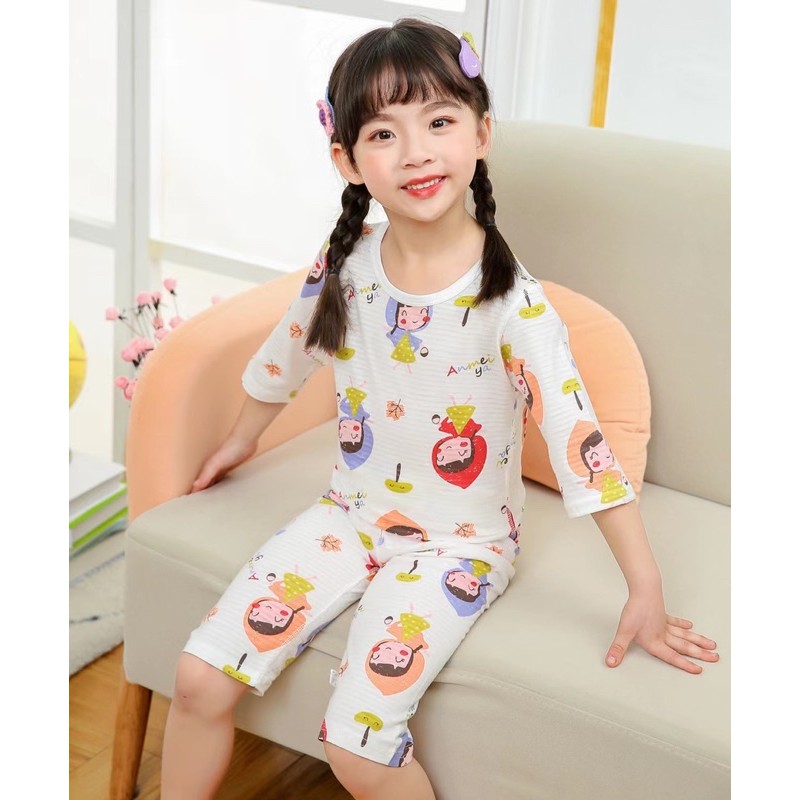 Bộ Lửng Cotton Sợi Tre, Đồ Bộ Mặc Ngủ Điều Hoà,Bộ Mặc Nhà , Đồ Bộ Cho Bé Trai Size 90-140