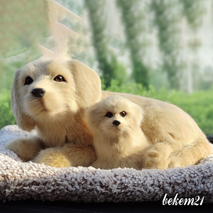Cún vàng đôi lông mượt lõi than hoạt tính lọc không khí khử mùi-taplo xe hơi ô tô Thú bông Chó mèo than hoạt tính