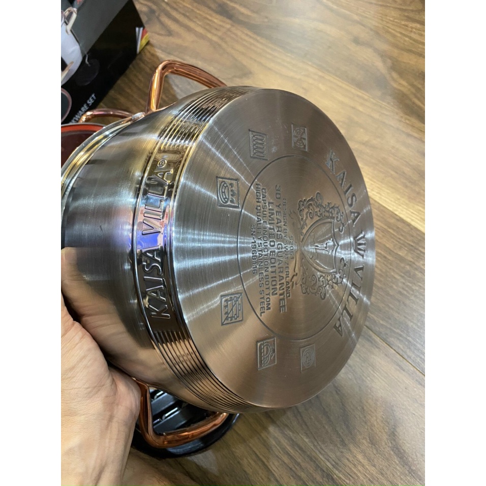 BỘ NỒI ĐỨC KAISA VILLA GỒM 6 MÓN 12 CHI TIẾT ĐÁY 9 LỚP(KV-6618)