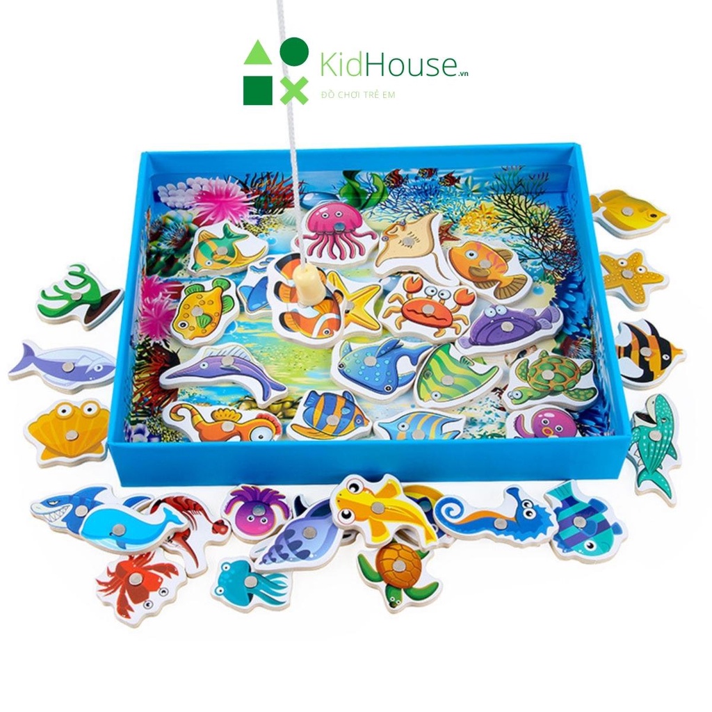Bộ đồ chơi câu cá nam châm bằng gỗ cho bé thông minh, phát triển tư duy KidHouse.vn
