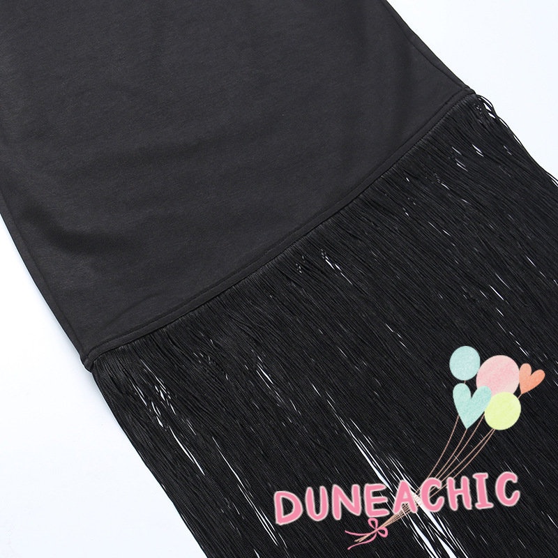 Đầm dự tiệc DUNEA hở vai phối tua rua phong cách quyến rũ