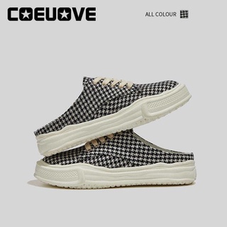 ۞❁■Giày sục vải Canvas họa tiết Houndstooth độc đáo cá tính
