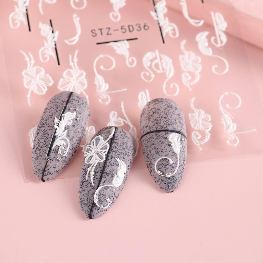 Miếng Dán Trang Trí Móng Tay Tự Dính Bằng Acrylic In Nổi Họa Tiết Xinh Xắn