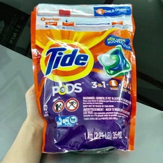 Bịch 40 viên- Viên giặt Tide Pods 3in1 mẫu mới (1kg) của Mỹ