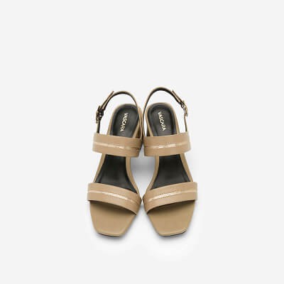 MỚI VỀ Vascara Giày Sandal Cao Gót Đính Pha Lê Kim Tuyến - Màu Be Đậm