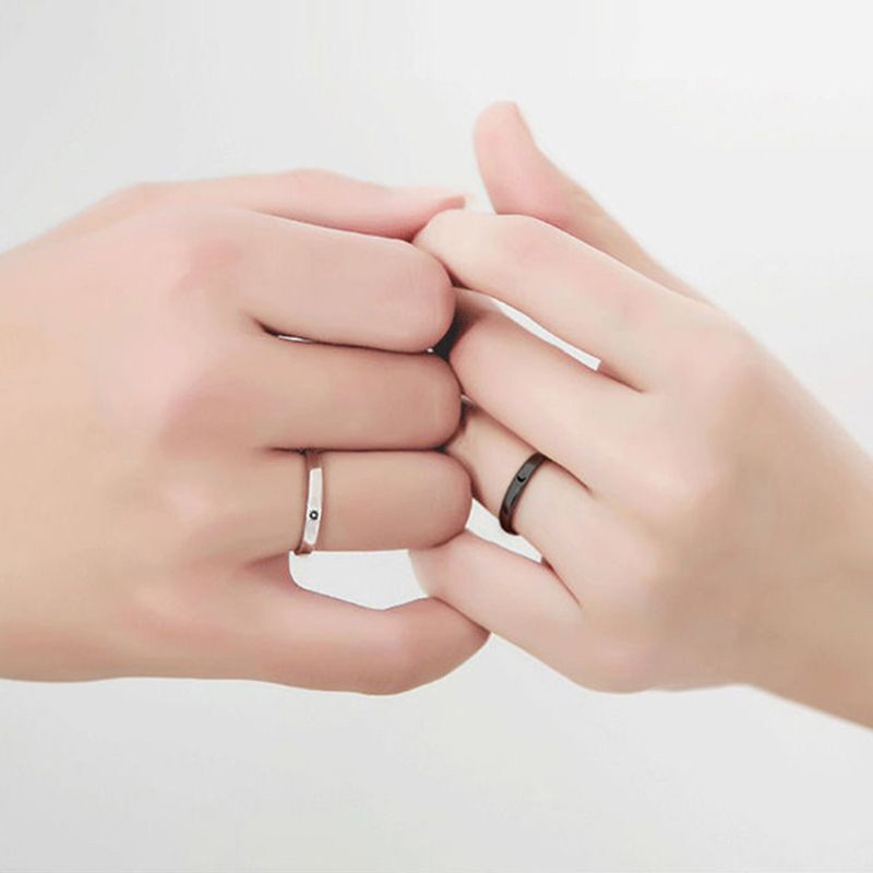 1 Nhẫn Hình Mặt Trăng Mặt Trời Có Thể Điều Chỉnh Kích Thước Cho Cặp Đôi