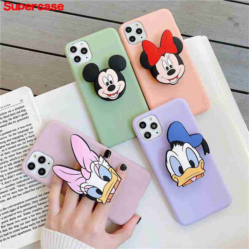 Ốp điện thoại giá đỡ hình Mickey Minnie 3D cho Samsung Galaxy Note 10 Plus A9 Pro 2016 J7 J2 Prime A9 A7 2018