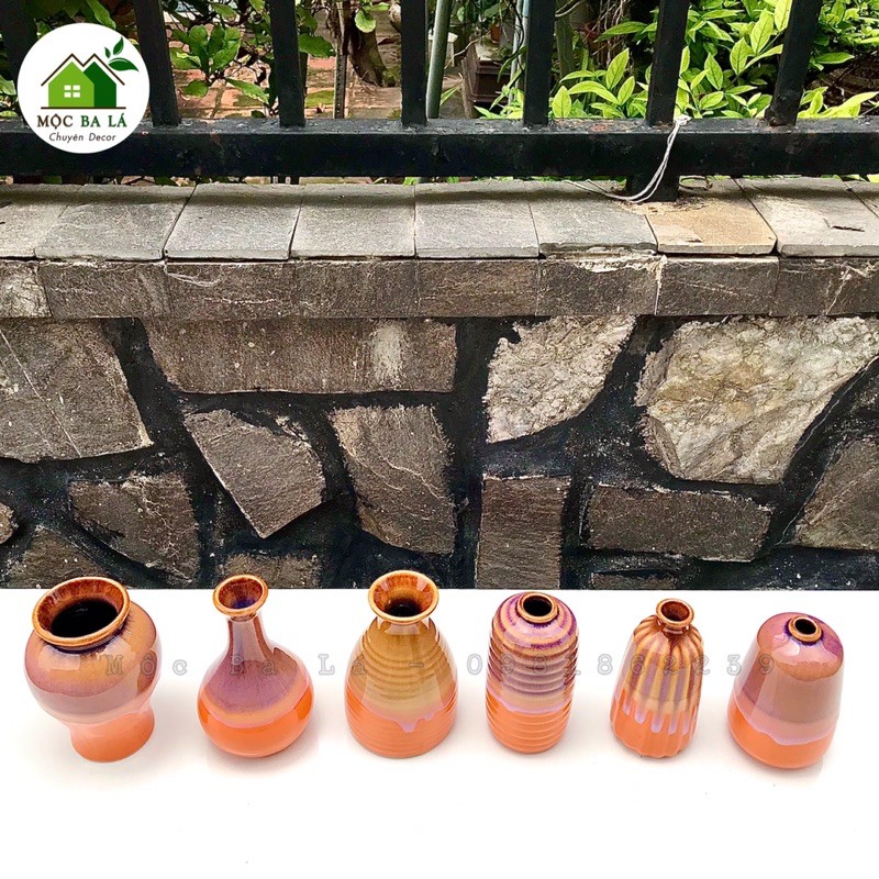 LỌ HOA MINI - MEN HỎA BIẾN - DECOR TRANG TRÍ ĐỂ BÀN - GỐM BÁT TRÀNG - MẪU SỐ 3