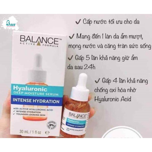 Serum cấp nước dưỡng ẩm Balance Hyaluronic Deep Moisture 30ml, hàng chính hãng - có tẹm phụ