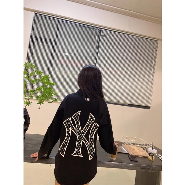 ❤❀  ❤ Áo Sơ Mi Tay Dài Thêu Họa Tiết MLB NY Phong Cách Retro Mới Cho Cặp Đôi