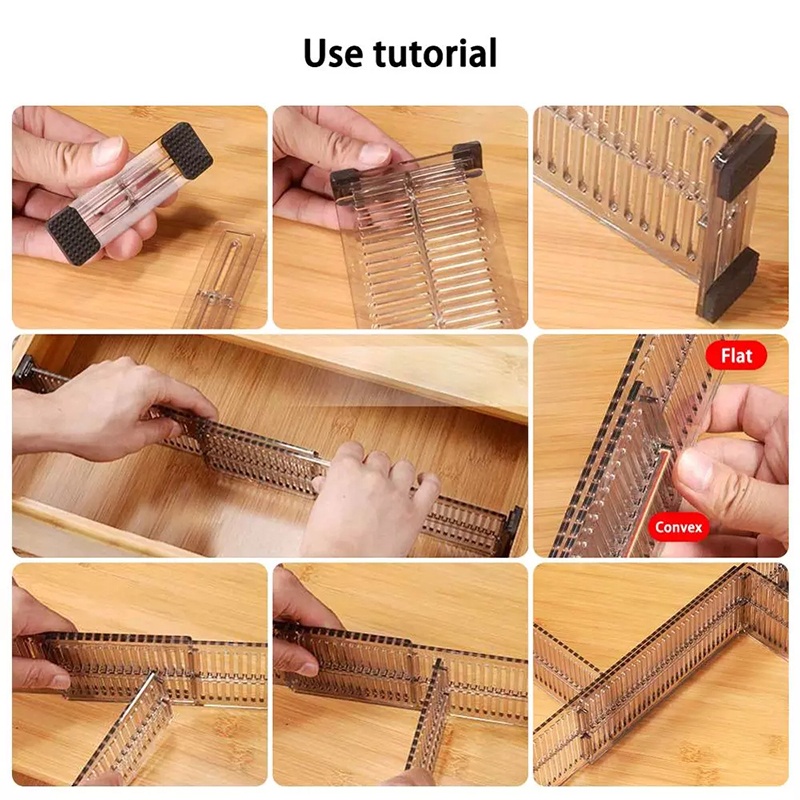 2 Chiếc Có Thể Điều Chỉnh Tự Làm Ngăn Kéo Tấm Vách Ngăn Chia Phân Vùng Màu Đen Trong Suốt Tủ Quần Áo Ngăn Chứa Đồ Vách Ngăn Hoàn Thiện Người Tổ Chức Livebecool