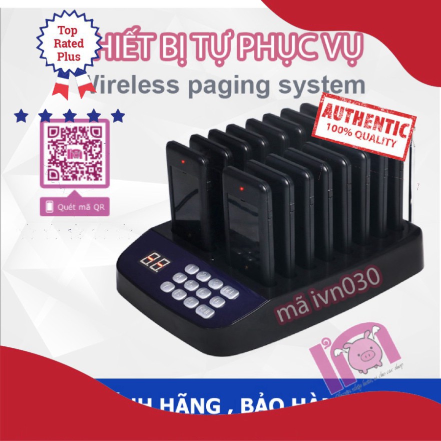 Bộ 16 thẻ rung ivn030 tự phục vụ khi đồ ăn uống làm xong thẻ chip order cho quán trà chanh trà sữa cà phê nhà hàng