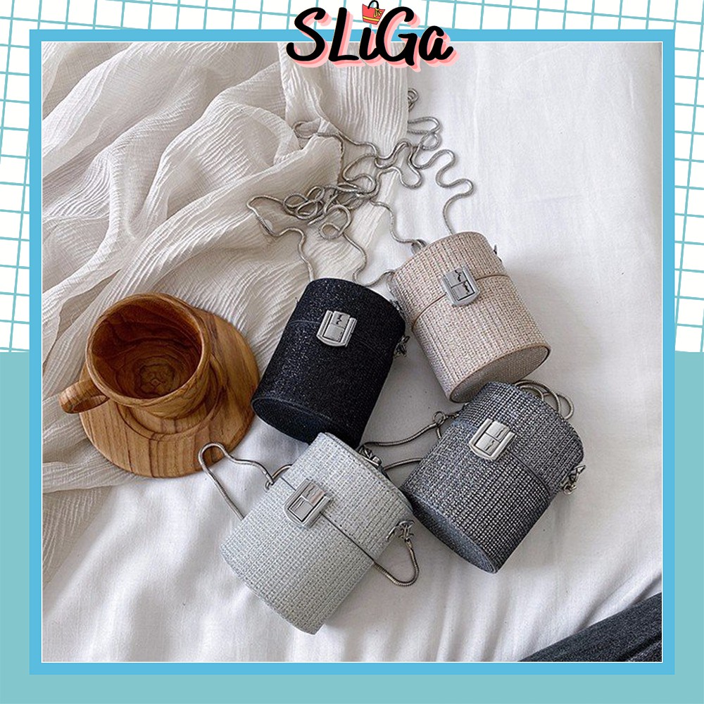 Túi mini đeo chéo dáng tròn bling bling thời trang ulzzang phong cách hàn quốc cực yêu SLG40