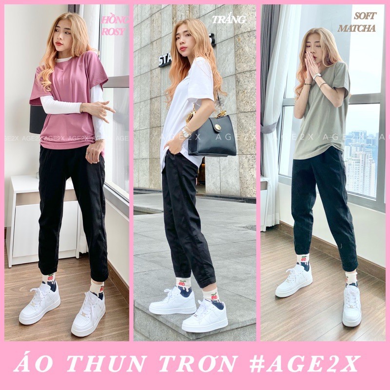 Áo Thun trơn Unisex AGE2X tone màu Thu Đông ấm áp hàng VNXK