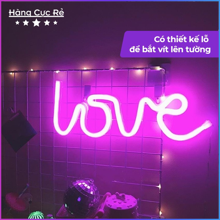 Đèn trang trí chữ LOVE màu Led Neon vàng hồng tặng kèm 3 pin AA 1.5V ❤️Freeship❤️ Shop Hàng Cực Rẻ