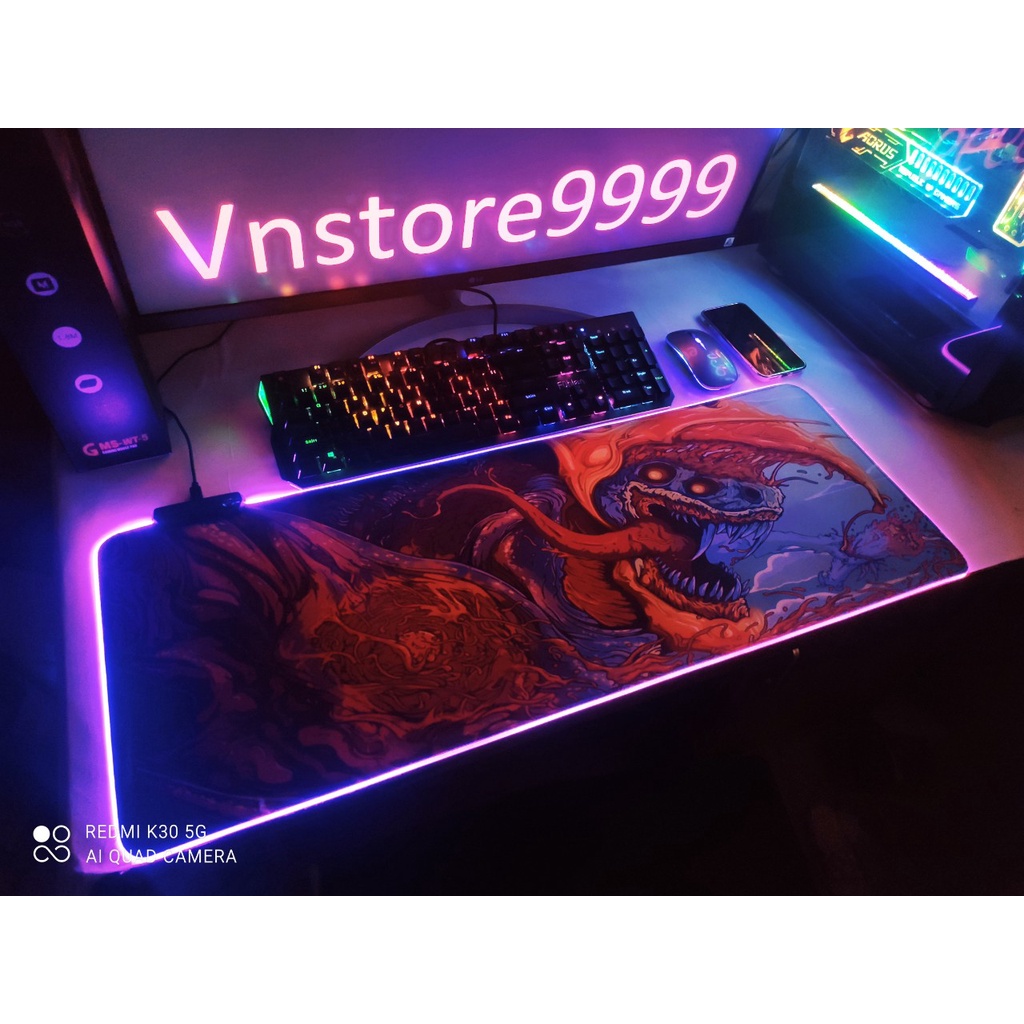 Lót chuột RGB, Pad chuột LED RGB 90x40 80x30 ♥️ FREESHIP ♥️ Bàn di chuột RGB siêu dày siêu bền chống nước