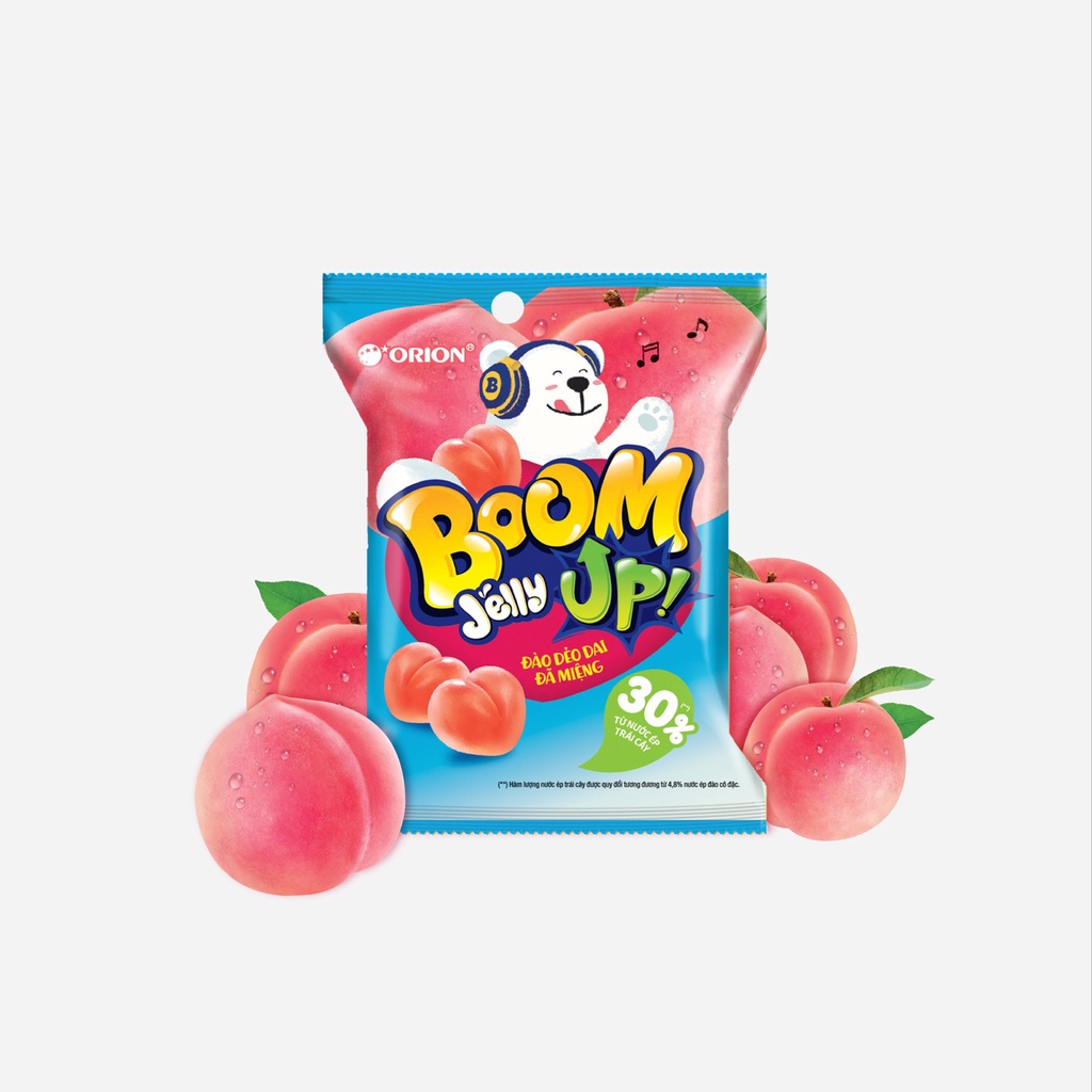 Kẹo dẻo Orion Boom vị Xoài lắc muối ớt, Nho, Đào, Dâu