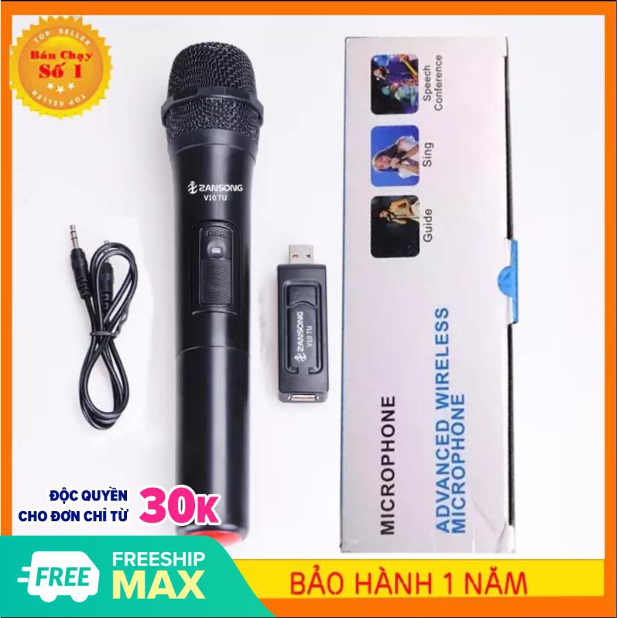 Micro Karaoke không dây đa năng cao cấp UHF V10 - dành cho loa kéo, loa bluetooth, amply hát karaoke zack