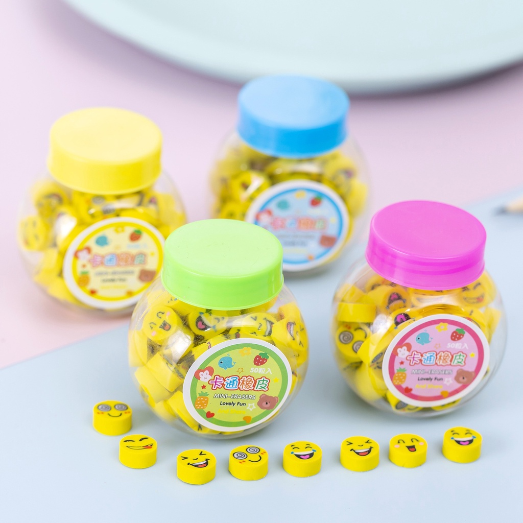 Hộp 50 gôm tẩy mini nhiều mẫu dễ thương