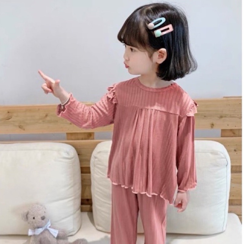 Bộ quần áo ngủ dài tay cho bé gái bộ ngủ bé gái 8-19kg Củ khoai tây shop chất tăm mềm mịn siêu dễ thương