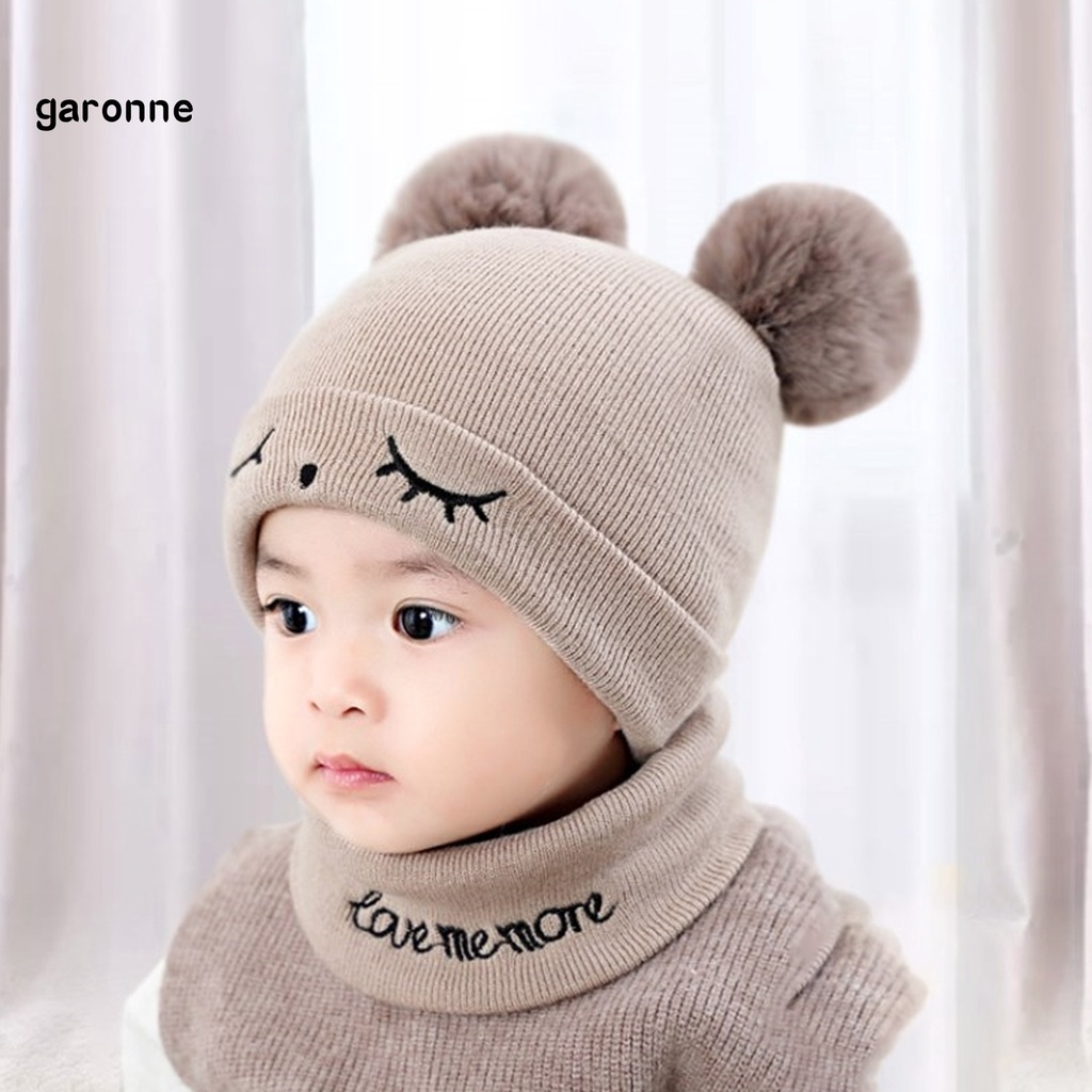 Bộ nón đội đầu hình tròn và khăn choàng bồng bềnh có quả banh lông thiết kế co giãn ấm áp cho nam và nữ dùng ngoài trời